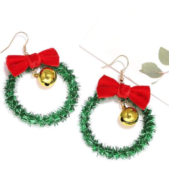 Christmas Earrings for Women - Bow, Wreath, and Long Tassel - Picture 7 of 8